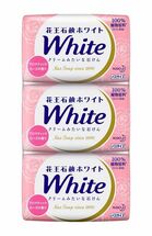 232397 "KAO" "White" Кремовое туалетное мыло с ароматом розы (130гр*3) 1/20