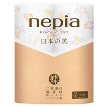 NEPIA Premium Soft Двухслойная туалетная бумага 30 м, (4 рулона, с рисунком бабочки)