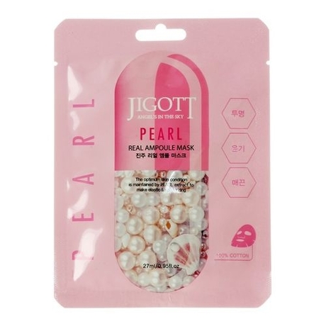 Jigott Pearl Real Ampoule Mask Ампульная тканевая маска с жемчугом 27 мл 