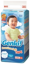 Nepia Genki! Детские подгузники (для мальчиков и девочек) 54 шт., 9-14 кг (Размер L)