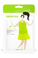 Young Mediface (Green tea) Тканевая маска-салфетка для лица тонизирующая с экстрактом зеленого чая 25 мл 