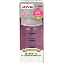 Chu Chu Baby Стеклянная бутылочка для кормления с силиконовой соской (с широким горлышком) 160 мл 