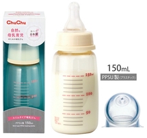 Chu Chu Baby Пластиковая бутылочка для кормления с силиконовой соской (с узким горлышком) 150 мл 