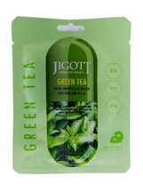 Jigott Green Tea Real Ampoule Mask Ампульная тканевая маска с экстрактом зеленого чая 27 мл 