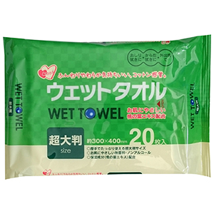 Showa Shiko Большие влажные салфетки для рук и тела с экстрактом листьев персика 20шт 300мм х 400мм 