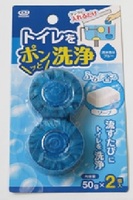 258401 "Okazaki" Очищающая и дезодорирующая пенящаяся таблетка для бачка унитаза, окрашивающая воду в голубой цвет 50гр*2 1/120