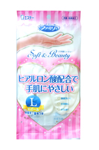 ST Family Soft &Beauty Перчатки  для бытовых и хозяйственных нужд (винил, пропитаны гиалуроновой кислотой, средней толщины) размер L (белые)) 