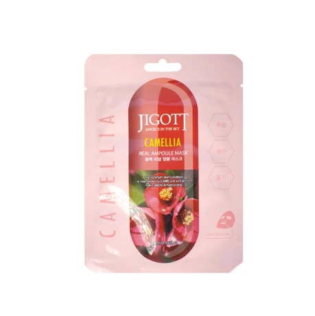 Jigott Camellia Real Ampoule Mask Ампульная тканевая маска с экстрактом камелии 27 мл 