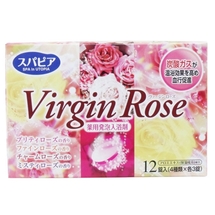 Fuso Kagaku Virgin Rose Соль для ванны на основе углекислого газа c бодрящим эффектом и ароматом роз (12 таблеток*40 гр.), 